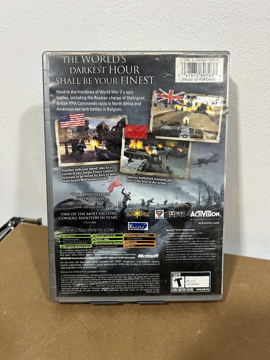 Call Of Duty Finest Hour (Platinum Hits) - Xbox completo listo para jugar